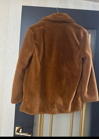 Kahverengi Kadın Suni Kürk Midi Ceket - Görsel 2