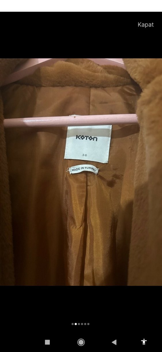 Kahverengi Kadın Suni Kürk Midi Ceket - Görsel 5