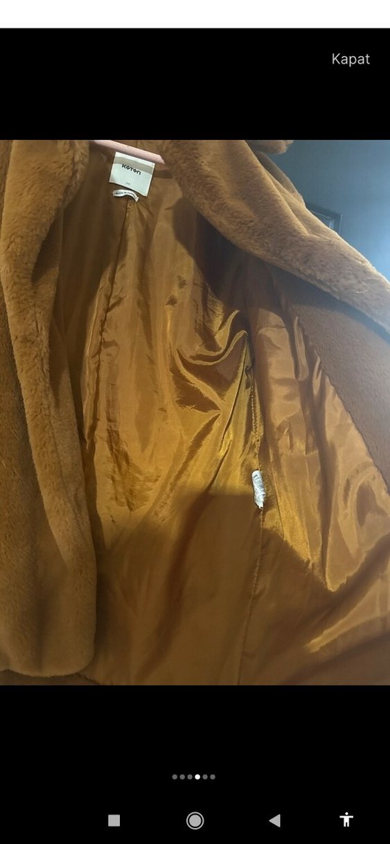 Kahverengi Kadın Suni Kürk Midi Ceket - Görsel 3