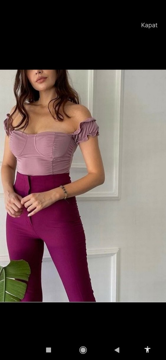 Mor Drapeli Kadın Bluz - Görsel 5