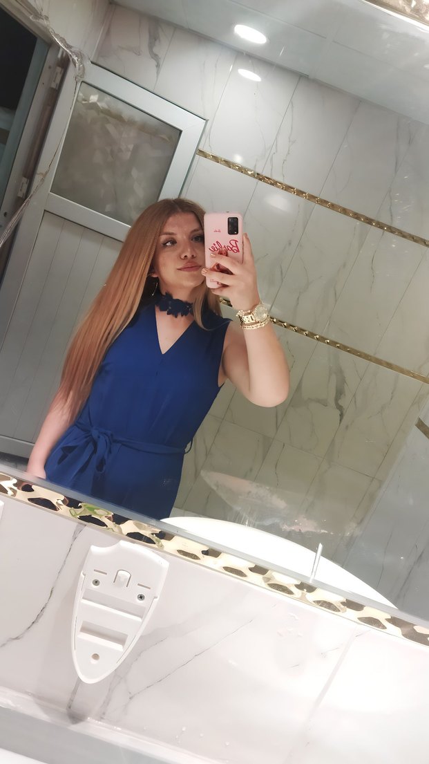 Mavi V Yakalı Drapeli Kadın Tulum - Görsel 3