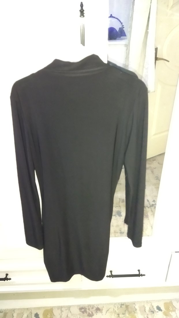 Uzun Kollu Siyah Mini Elbise - Görsel 2