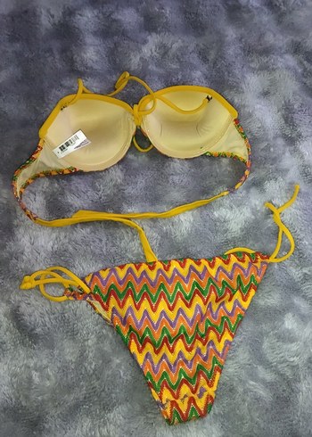 Renkli Bohem Örgü İpli Bikini takımı - Görsel 5