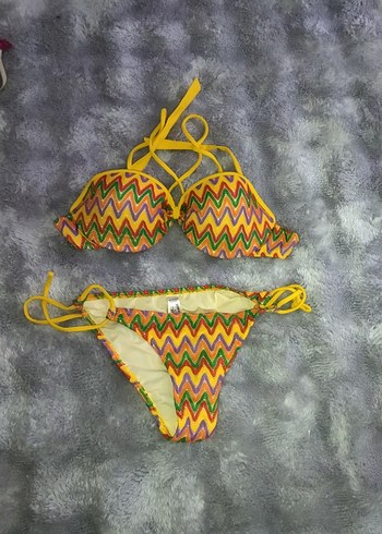 Renkli Bohem Örgü İpli Bikini takımı - Görsel 3