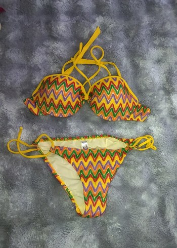Renkli Bohem Örgü İpli Bikini takımı - Görsel 4