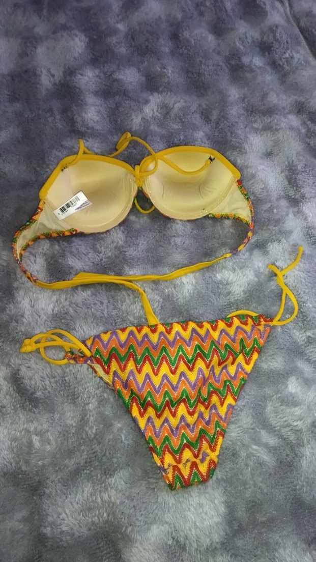 Renkli Bohem Örgü İpli Bikini takımı - Görsel 5