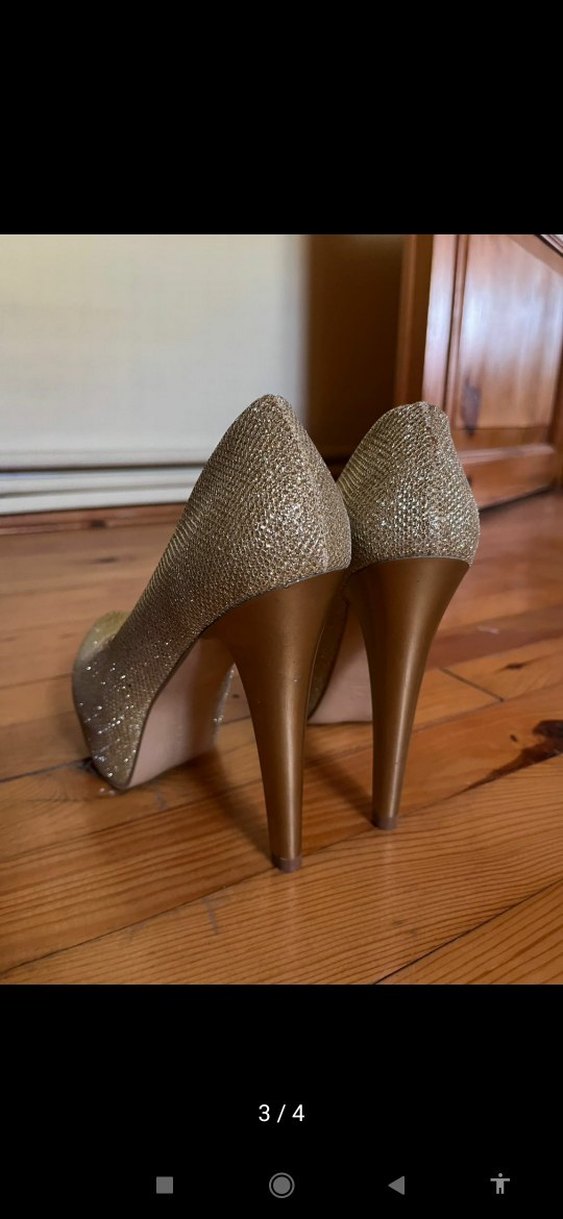 Altın Renk Parlak Platform Topuklu Kadın Ayakkabı - Görsel 3