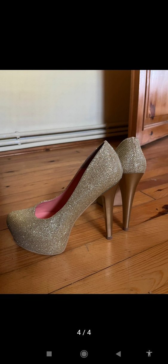 Altın Renk Parlak Platform Topuklu Kadın Ayakkabı - Görsel 4