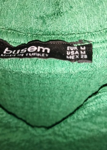 Örgü Dokulu Kısa Kollu Yeşil Bluz - Görsel 3