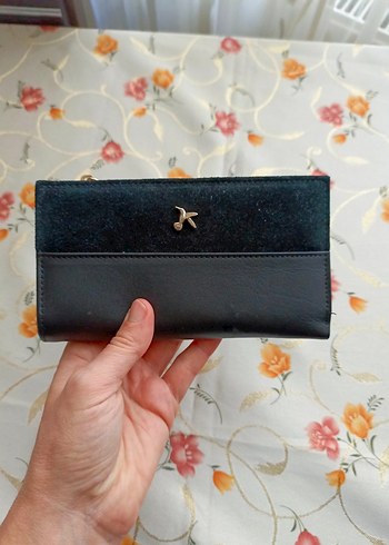 Fermuarlı Siyah Süet Kadın Cüzdan - Görsel 2