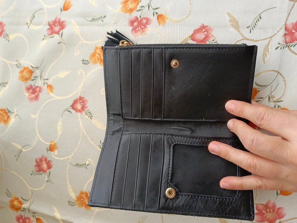 Fermuarlı Siyah Süet Kadın Cüzdan - Görsel 5