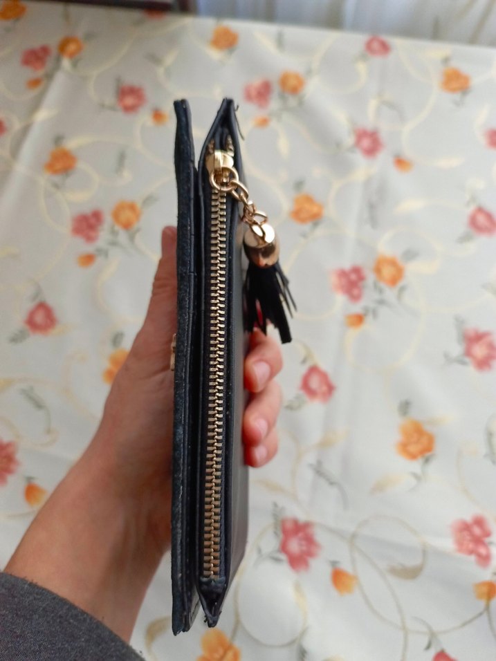 Fermuarlı Siyah Süet Kadın Cüzdan - Görsel 3