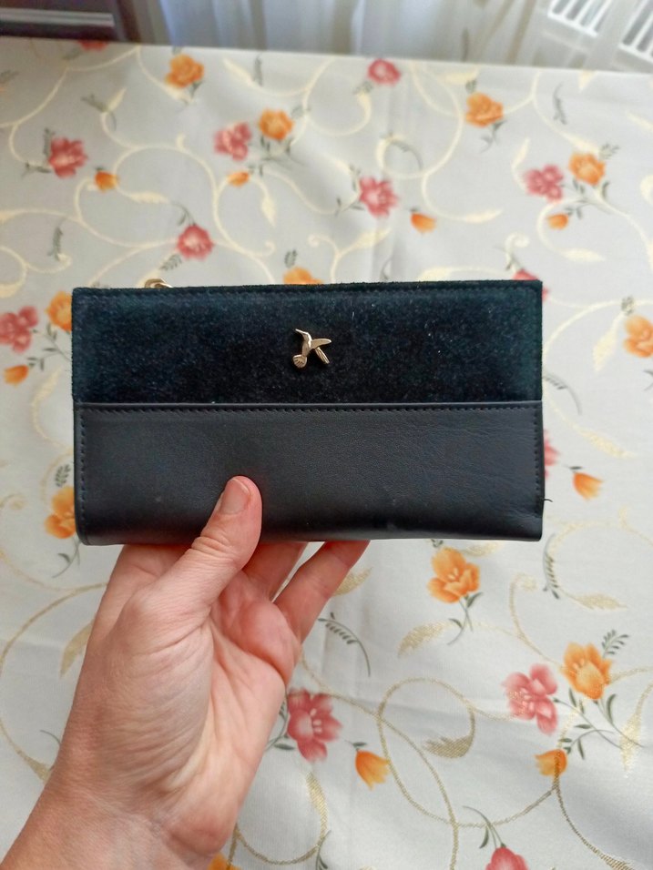 Fermuarlı Siyah Süet Kadın Cüzdan - Görsel 2