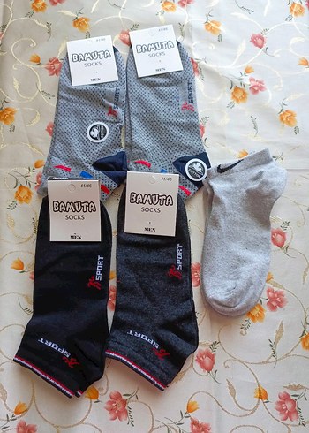 Erkek Mini Çoraplar, Baskılı, Gri Tonlar - Görsel 2