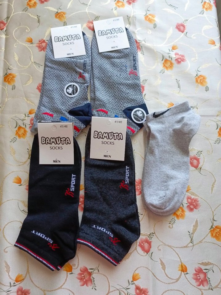 Erkek Mini Çoraplar, Baskılı, Gri Tonlar - Görsel 2