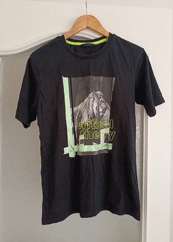 Siyah Baskılı Oversize Erkek Tişört - Görsel 2