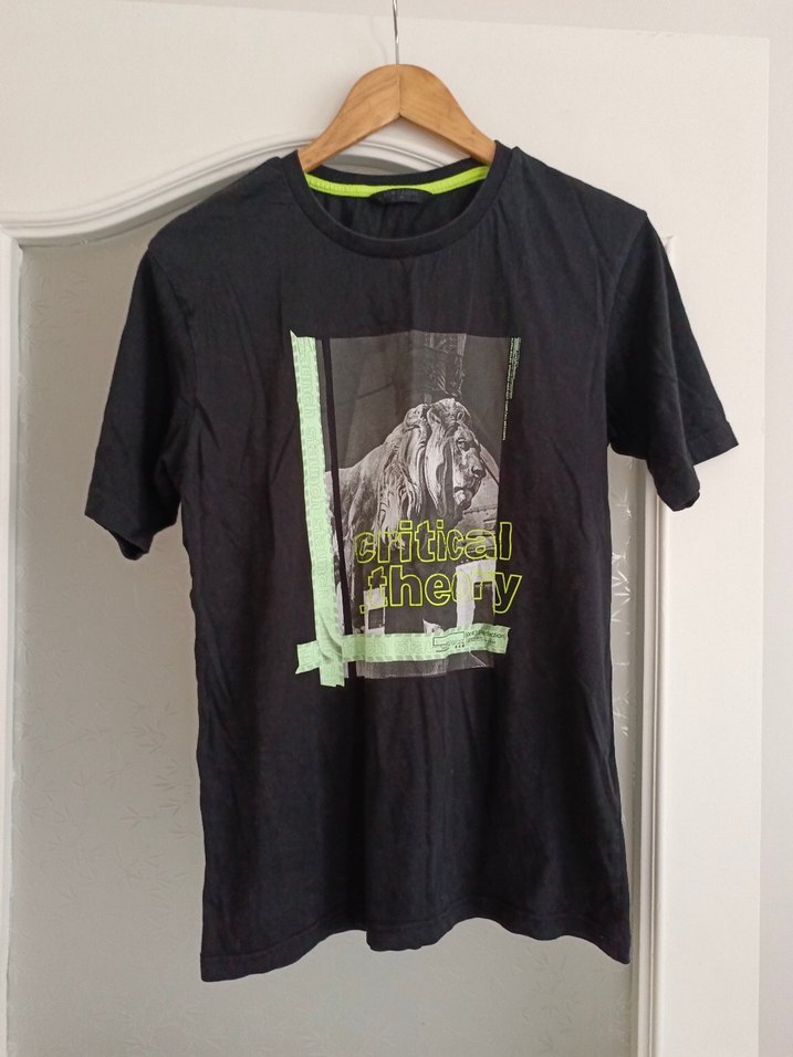 Siyah Baskılı Oversize Erkek Tişört - Görsel 2