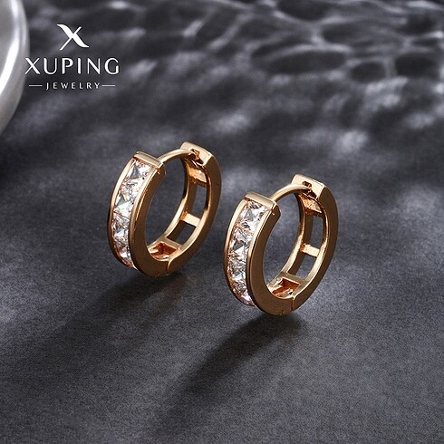  Beden Xuping Taş Detaylı Rose Gold Çelik Küpe