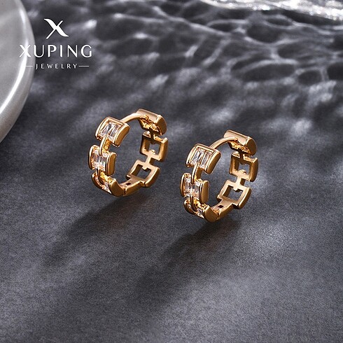 Diğer Xuping Kare Rose Gold Çelik Küpe