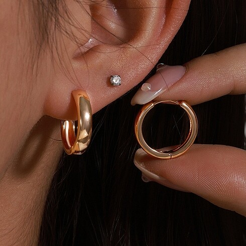 Xuping Rose Gold Düz Çelik Küpe