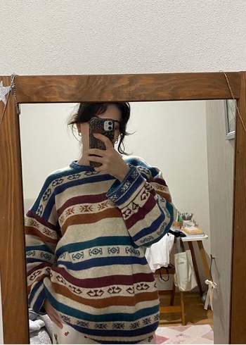 American Vintage Vintage Desenli Oversize Triko Kazak