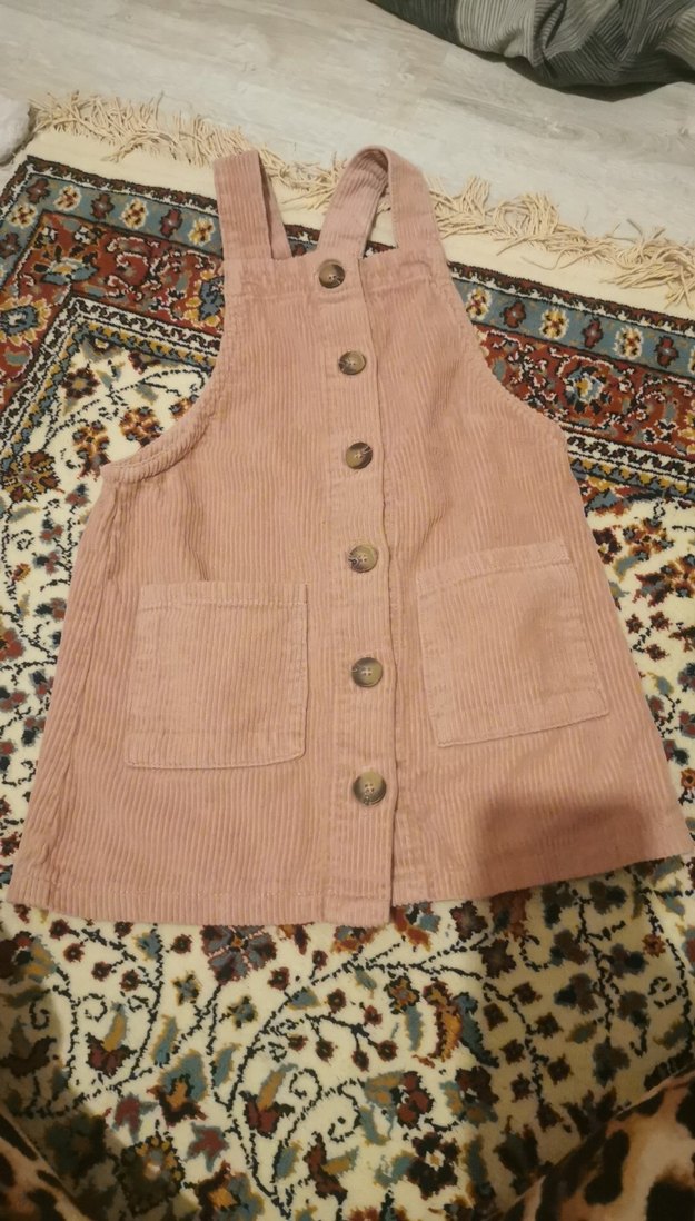 Düğmeli Kahverengi Bohem Kız Elbisesi - Görsel 3