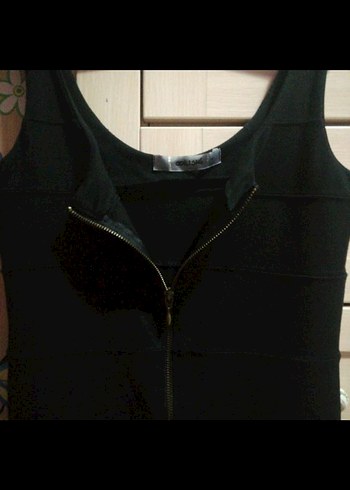 Siyah Fermuarlı Mini Elbise - Görsel 2