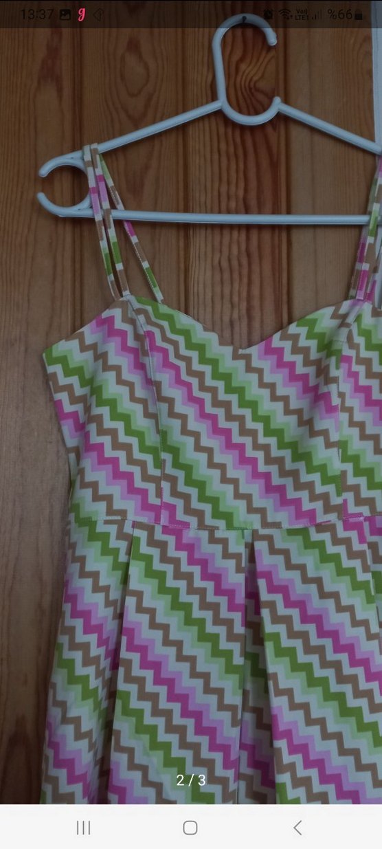 Bohem Midi Elbise, Askılı, Pilili, Çok Renkli - Görsel 2