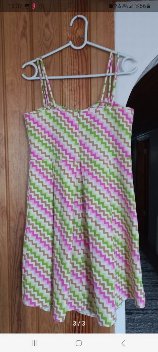 Bohem Midi Elbise, Askılı, Pilili, Çok Renkli - Görsel 3