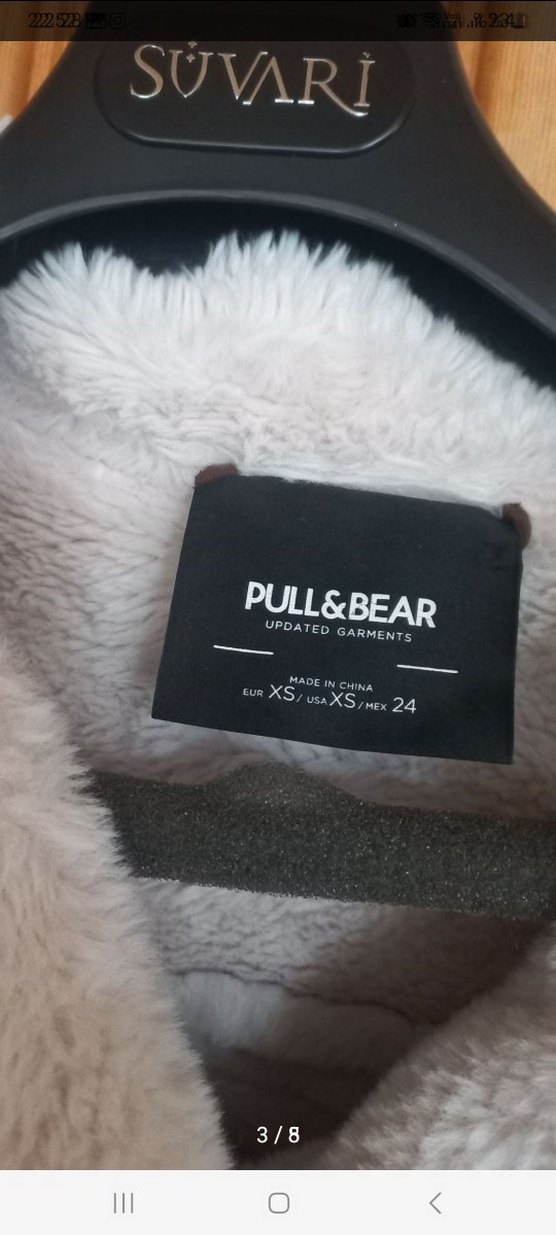 Pull and Bear Kürk Detaylı Kahverengi Süet Biker Ceket - Görsel 3