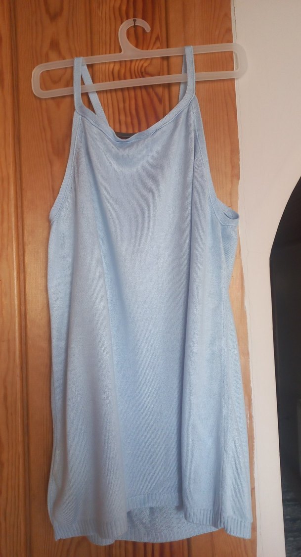 Askılı Boyunda Kolye Detaylı Mavi Midi Tunik - Görsel 3