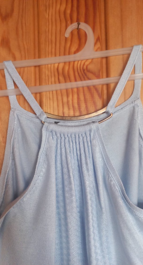 Askılı Boyunda Kolye Detaylı Mavi Midi Tunik - Görsel 2