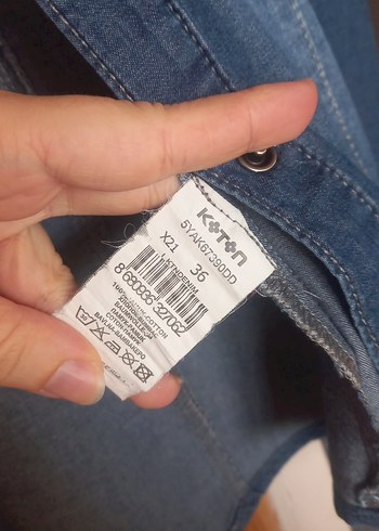 Koton Düğmeli Uzun Kollu Kadın Denim Gömlek - Görsel 5