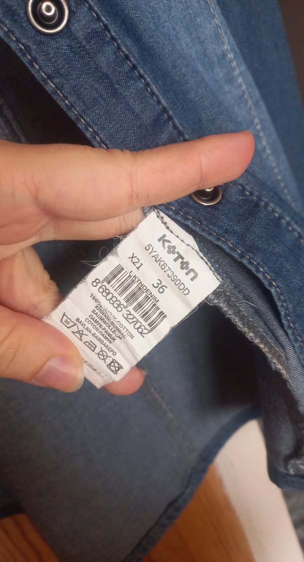 Koton Düğmeli Uzun Kollu Kadın Denim Gömlek - Görsel 5