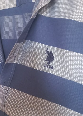 U.S. Polo Assn. Mavi Gri Çizgili Erkek Uzun Kollu Gömlek - Görsel 3