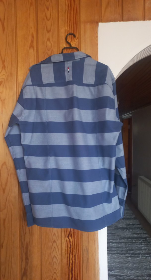 U.S. Polo Assn. Mavi Gri Çizgili Erkek Uzun Kollu Gömlek - Görsel 4