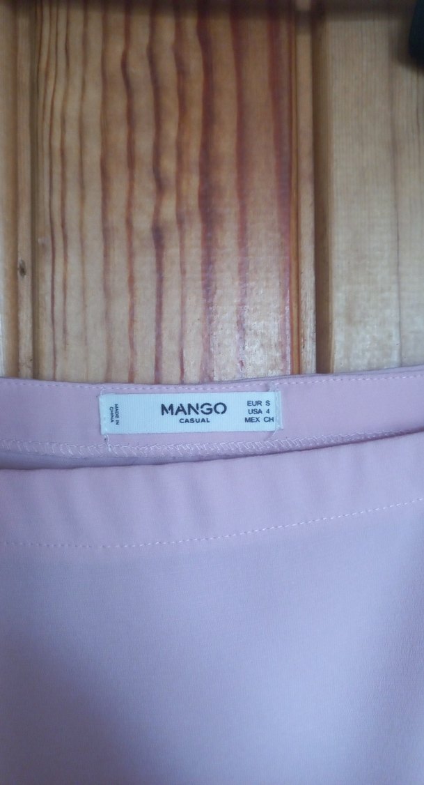 Mango Pembe Mini Straplez Fırfırlı Bluz - Görsel 2