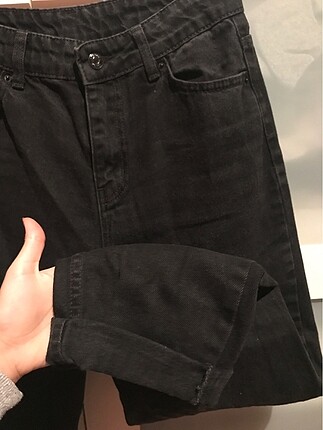Siyah yüksek bel mom jean - Görsel 4