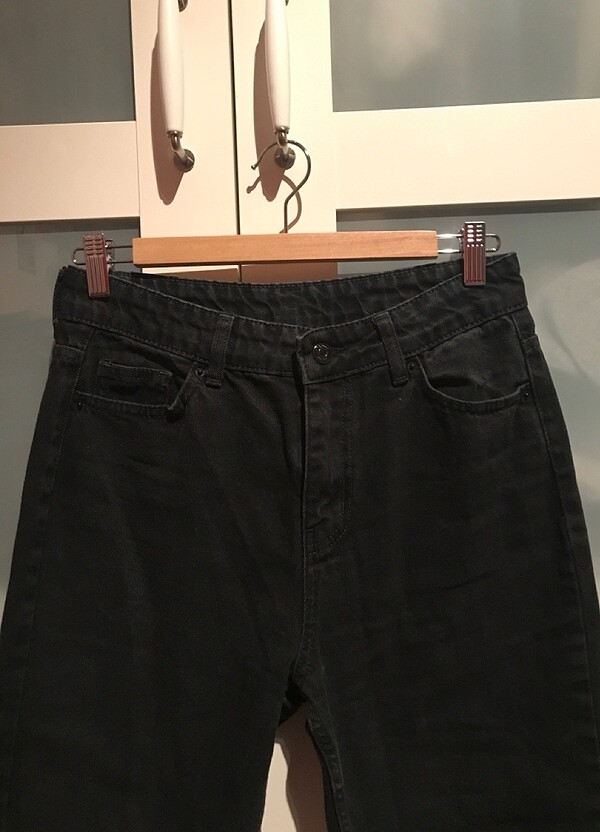 Siyah yüksek bel mom jean - Görsel 2