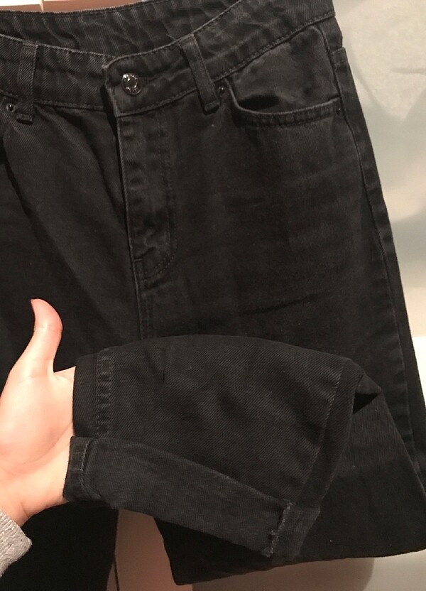 Siyah yüksek bel mom jean - Görsel 4