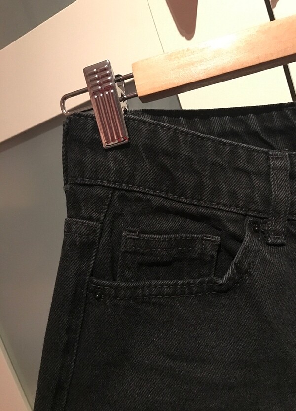 Siyah yüksek bel mom jean - Görsel 5