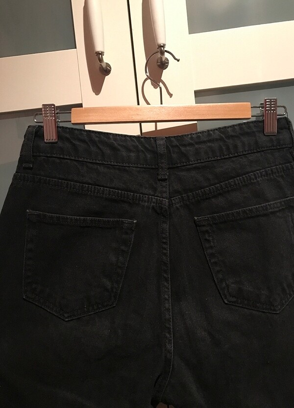 Siyah yüksek bel mom jean - Görsel 3