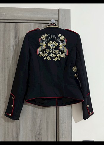 Zara Nakışlı Askeri Model Blazer Ceket - Görsel 5