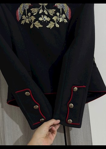 Zara Nakışlı Askeri Model Blazer Ceket - Görsel 4