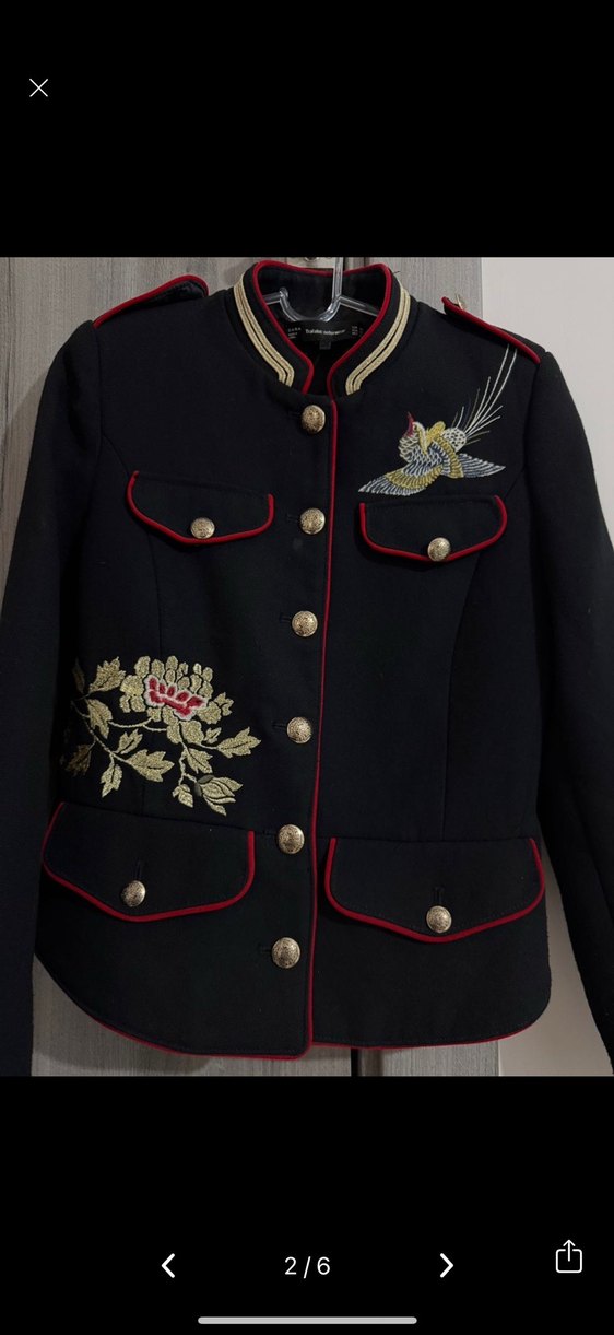Zara Nakışlı Askeri Model Blazer Ceket - Görsel 2