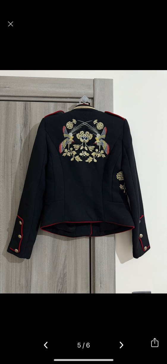 Zara Nakışlı Askeri Model Blazer Ceket - Görsel 5