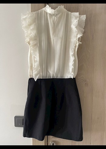 Zara Xs Fırfırlı Kolsuz Mini Kadın Elbise - Görsel 4