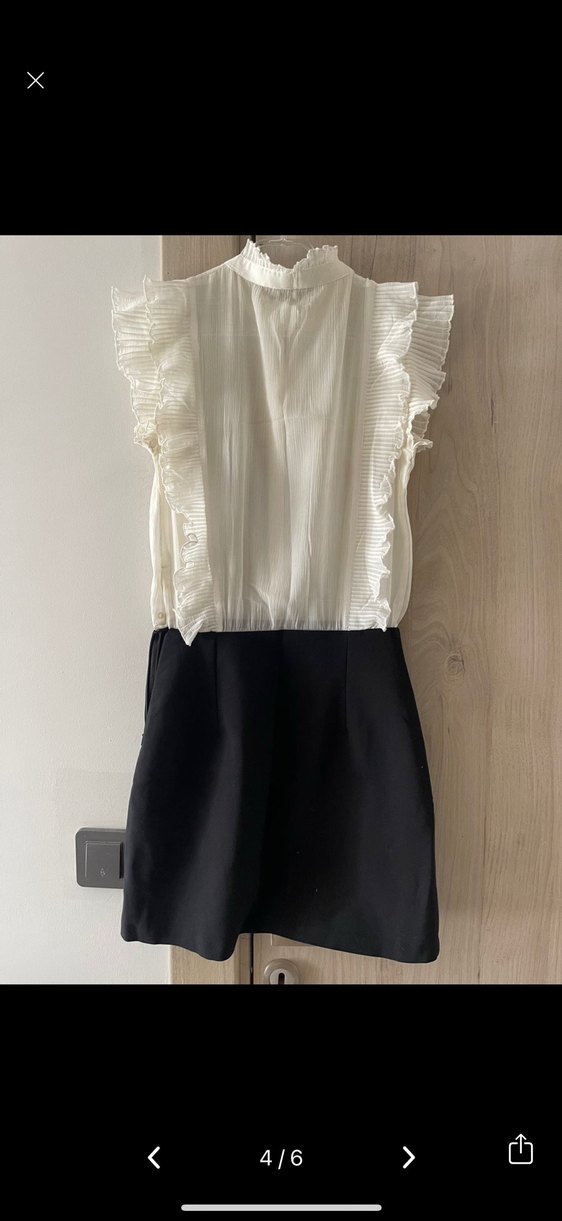 Zara Xs Fırfırlı Kolsuz Mini Kadın Elbise - Görsel 4