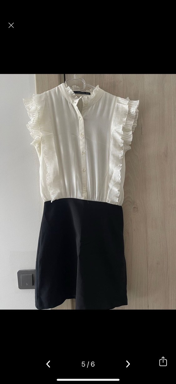 Zara Xs Fırfırlı Kolsuz Mini Kadın Elbise - Görsel 5