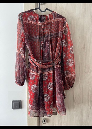 Mango Bordo Desenli Bohem Midi Elbise - Görsel 4